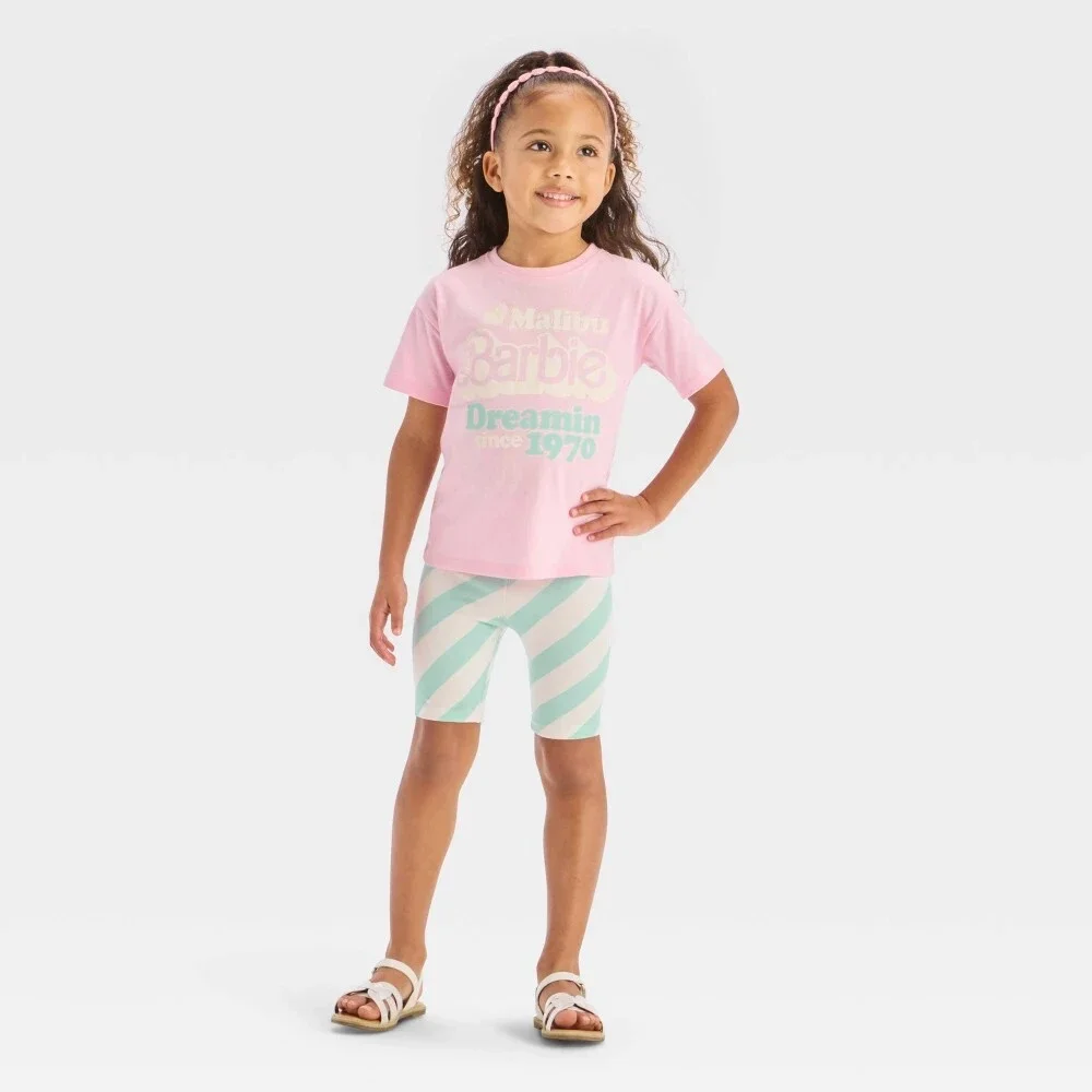 Barbie Toddler Girls' 2pc T-Shirt & Biker Shorts Set 3T Pink